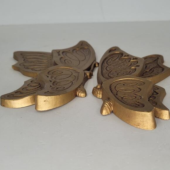 Gold Butterfly Wall Hanging 2 1973 Universal Statuary Hippie Whimsy Wall Decor‎ - Picture 5 of 7